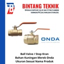 Ball Valve 1/2" inch Kuningan Onda