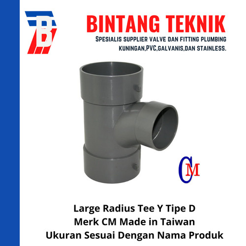 Large Radius Tee Y 6"x 5" PVC D Merk CM Taiwan