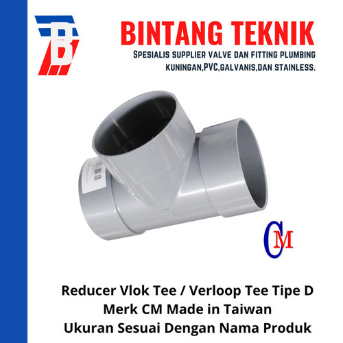 Tee / Vlok Tee 12" x 6" PVC D Merk CM Taiwan