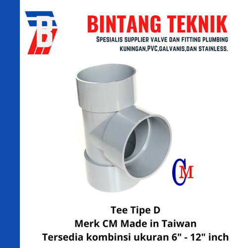 Tee 12" inch PVC D Merk CM Taiwan