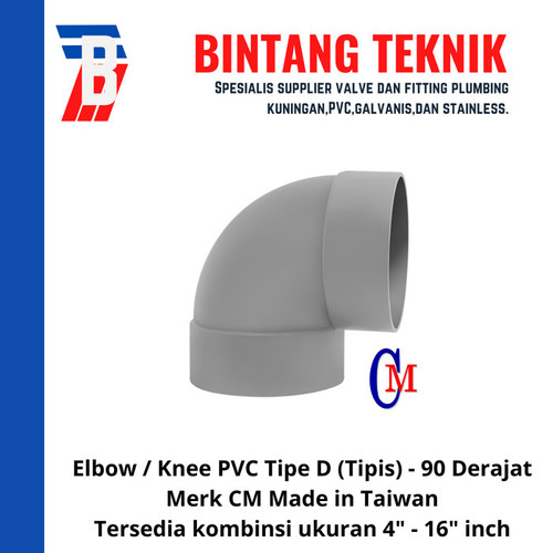 Elbow / Knee 16" inch PVC D Merk CM Taiwan 90 Derajat