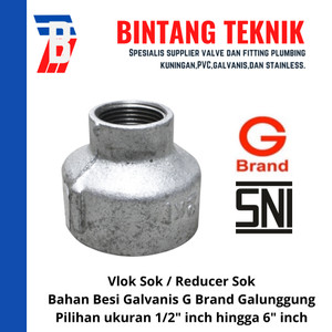 Vlok Sok / Reducer 3" x 1 1/2" Besi Galvanis G Brand Galunggung