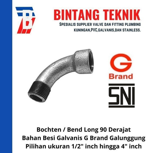 Bochten 4" inch Besi Galvanis G Brand Galunggung 90 Derajat