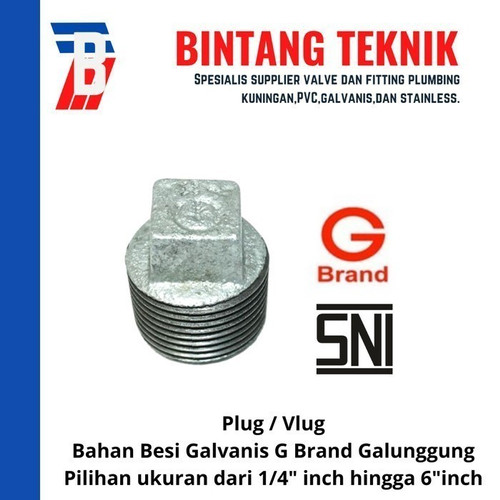 Plug 2" inch Besi Galvanis G Brand Galunggung