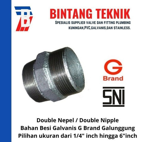 Double Nepel 3" inch Besi Galvanis G Brand Galunggung