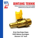 Stop Kran Gas / Valve Gas 1/2" inch Merk Hits Bahan Kuningan