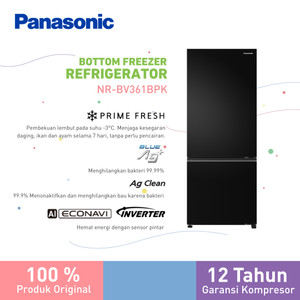 Panasonic NR-BV361BPKD Kulkas 2 Pintu Inverter + Prime Fresh - Black