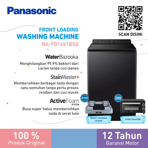 Panasonic NA-FD16V1BSG Mesin Cuci Inverter Top Load [16 Kg] - Hitam