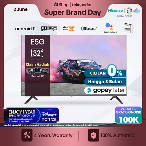 Hisense 32 inch HD Android 11 Smart TV-Bezelless Design-Dolby 32E5G