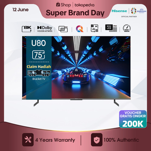 Hisense 75 inch Quantum dot ULED 8K Smart TV Android - 75U80H