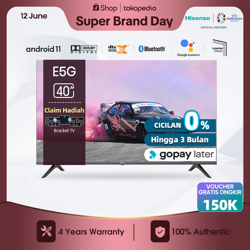 Hisense 40 inch FHD Android 11 Smart TV-Bezelless Design-Dolby 40E5G