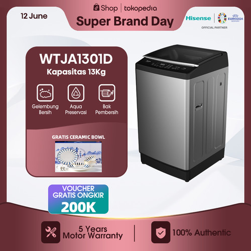 Hisense Mesin Cuci 1 Tabung Top Loading 13kg Washing Machine WTJA1301D