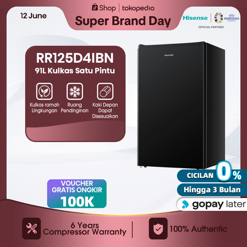 Hisense Kulkas 1 Pintu 91L lemari es Refrigerator RR120D4IGN Silver