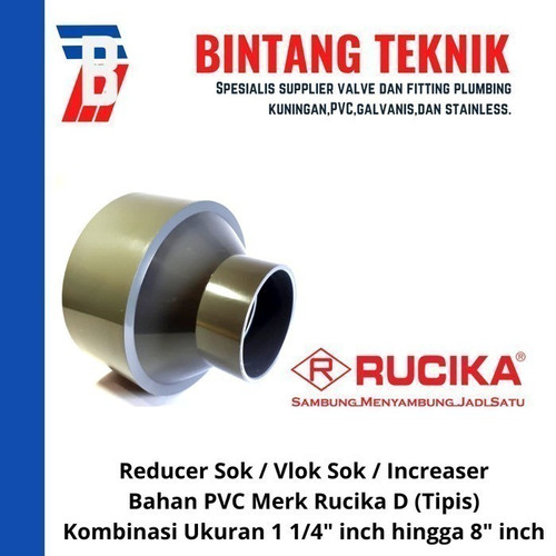 Reducer Sok / Vlok Sok 6" x 3" PVC Rucika D - Increaser