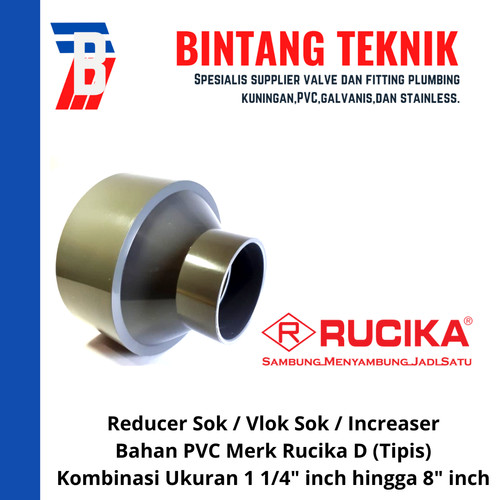 Reducer Sok / Vlok Sok 1 1/2" x 1 1/4" PVC Rucika D - Increaser