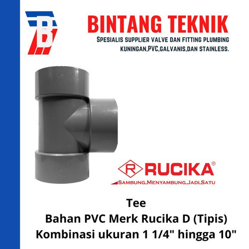 Vlok Tee 2 1/2" x 1 1/2" inch PVC Rucika D