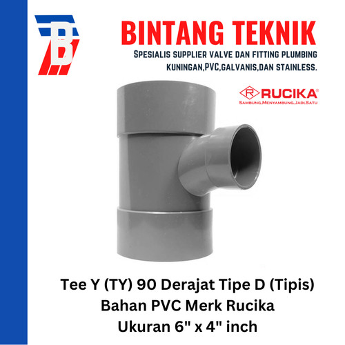 Large Radius Tee Y 6" x 4" inch PVC Rucika D