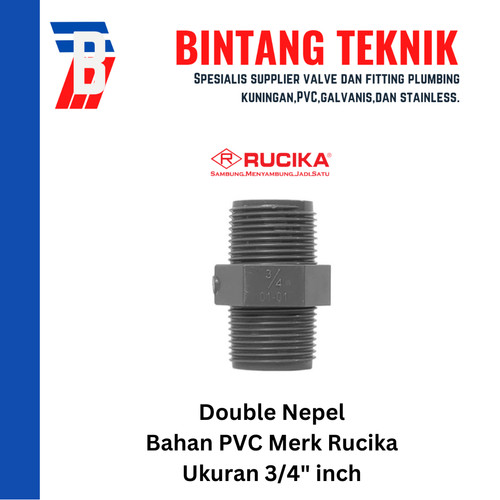 Double Nepel / Double Nipple 3/4" inch PVC Rucika AW (Tebal)