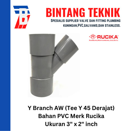 Vlok Tee Y Branch PVC Rucika 3" x 2" - AW (Tebal)