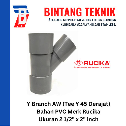 Vlok Tee Y Branch PVC Rucika 2 1/2" x 2" - AW (Tebal)