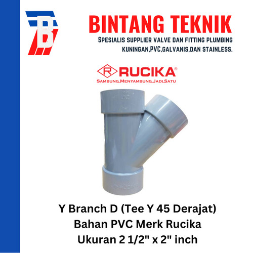 Vlok Tee Y Branch PVC Rucika 2 1/2" x 2" - D (Tipis)