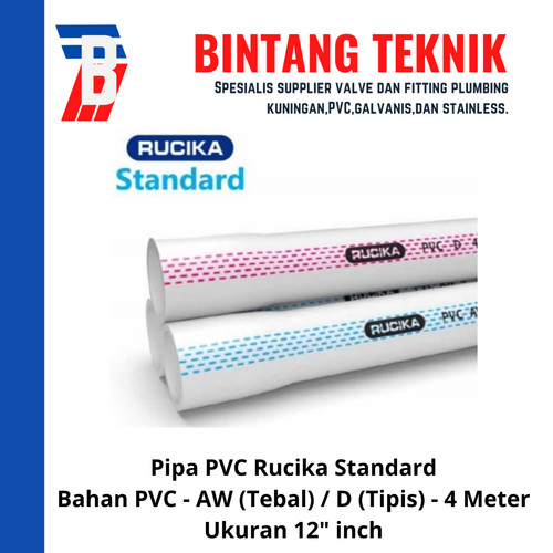 Pipa PVC Rucika Putih 12" inch 4 Meter