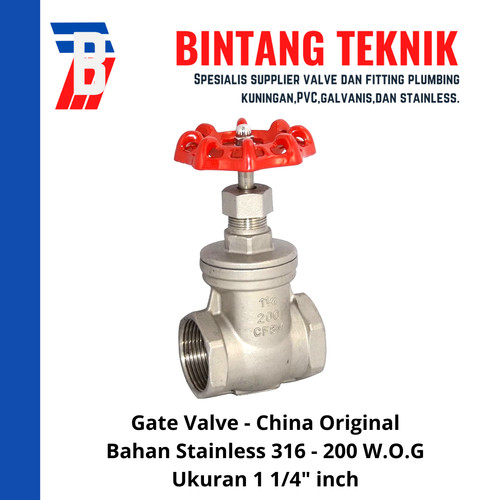 Gate Valve Stainless (SUS) 316 1 1/4" inch - China