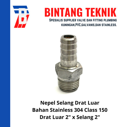 Nepel Selang Stainless (SUS) 304 Drat Luar 2" x Selang 2"