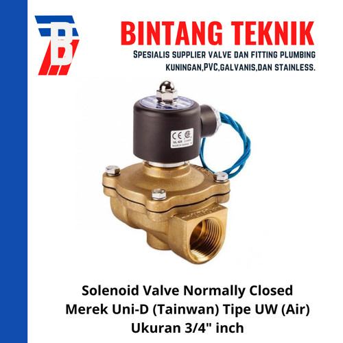 Solenoid Valve 3/4" inch Uni-D 220 Volt UW (Untuk Air) Normally Closed