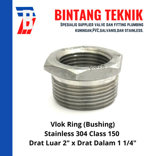 Vlok Ring Stainless (SUS) 304 Drat Luar 2" x Drat Dalam 1 1/4"