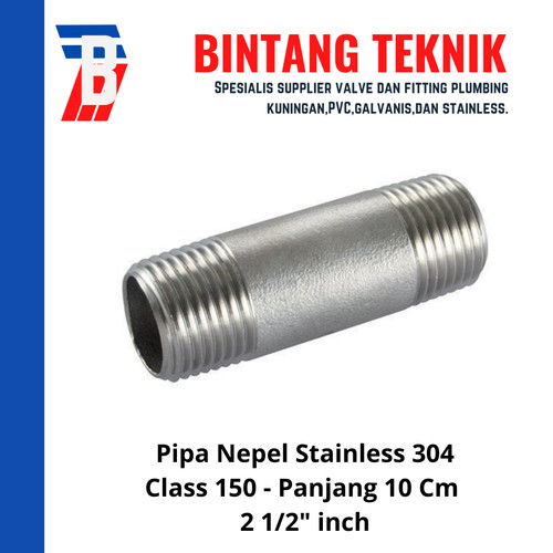 Pipa Nepel (Nipple) 2 1/2" inch Stainless 304