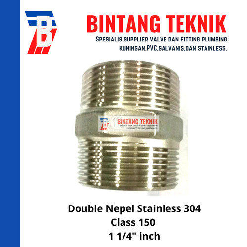 Double Nepel (Nipple) 1 1/4" inch Stainless (SUS) 304 #150