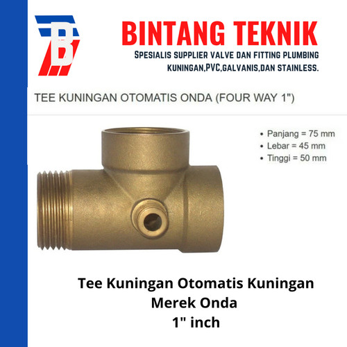 Tee Otomatis Kuningan Onda 1" inch