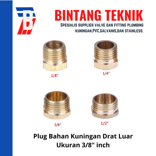 Plug Kuningan 3/8" inch