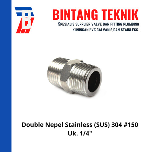 Double Nepel (Nipple) 1/4" inch Stainless (SUS) 304 #150