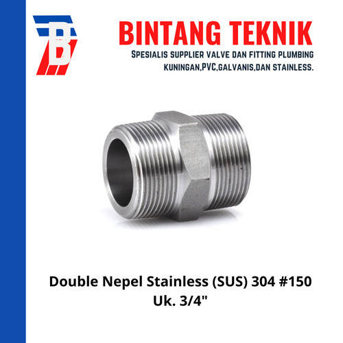 Double Nepel (Nipple) 3/4" inch Stainless (SUS) 304 #150