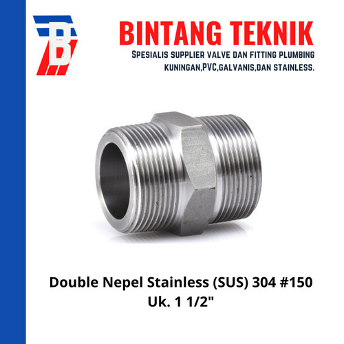 Double Nepel (Nipple) 1 1/2" inch Stainless (SUS) 304 #150