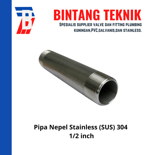 Pipa Nipple Stainless Steel 304 ukuran 1/2 inch