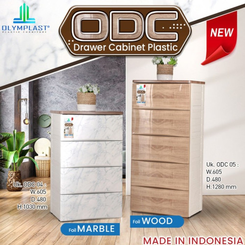 (CARGO) Olymplast ODC 04 M Marble / Wood Lemari Laci Drawer Susun 4