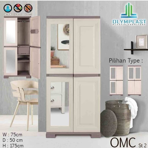 (CARGO) Olymplast OMC ST2 Lemari Pakaian Baju Plastik Cabinet Cermin