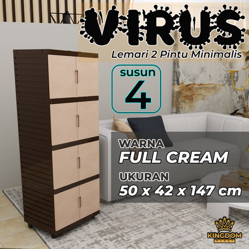 Lemari 2 Pintu Susun 4 Kingdom Virus 4 Tingkat Laci Drawer Plastik