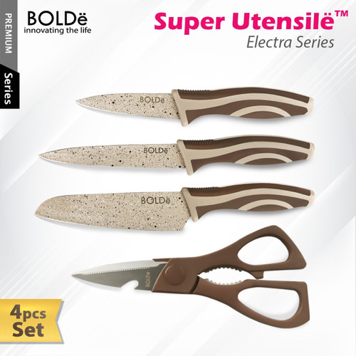 BOLDe Super Utensile 3+1 Electra Series Utensil Pisau Gunting 4pcs