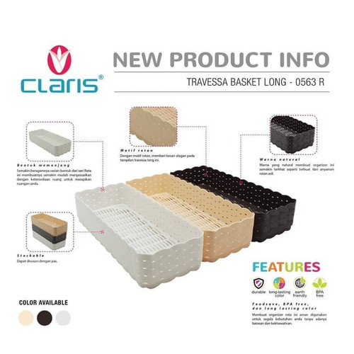 Claris 0563 Keranjang Nampan Tray Anyaman Rota Travessa Panjang