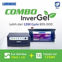 COMBO LUMINOUS Inverter Eco Volt 700VA 12V baterai 125AH tubular GEL