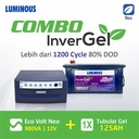 COMBO LUMINOUS Inverter Eco Volt 900VA 12V baterai 125 AH tubular GEL