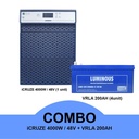 combo LUMINOUS INVERTER UPS iCRUZE 4000W / 48V (1 unit) + baterai 200AH (4 unit)