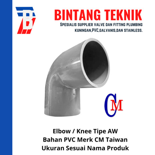 Elbow / Knee 8" inch PVC AW Merk CM Taiwan 90 Derajat