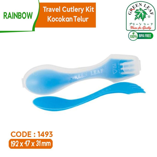 Green Leaf 1493 Sendok Garpu Set Travel Alat Makan Traveling Rainbow