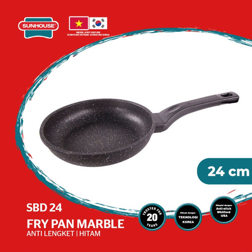 Sunhouse SBD24 Wajan Teflon 24cm Marble Fry Pan Kuali Wok Anti Lengket