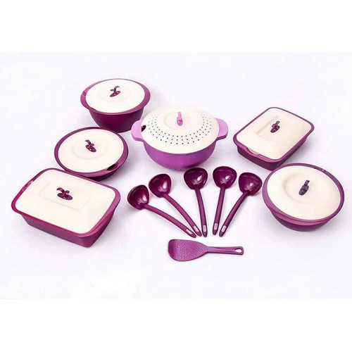 Asvita Emerald Family Set 6 Pcs Purple Ungu Wadah Saji Makanan Plastik